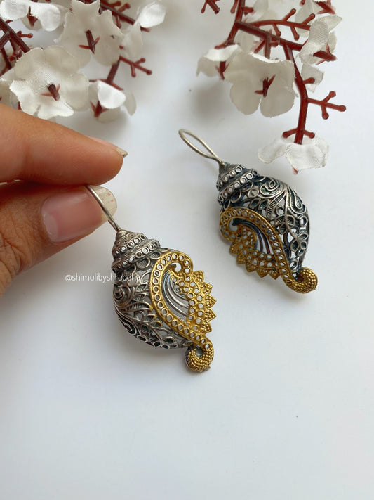 SHANKH DUAL TONE HOOK EARRINGS