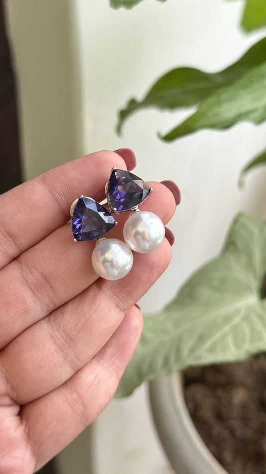 ZIRCON PEARL DROP EARRINGS