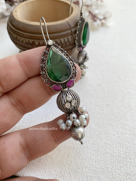 UJHALA STONE HOOK EARRINGS
