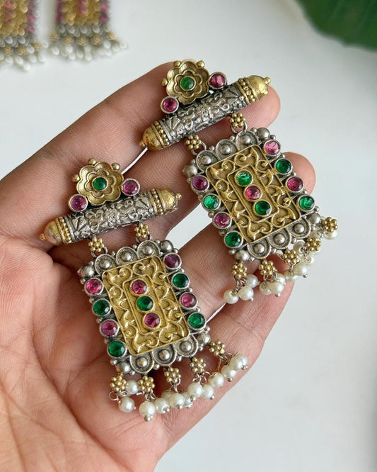 MISHKA DUAL TONE EARRINGS