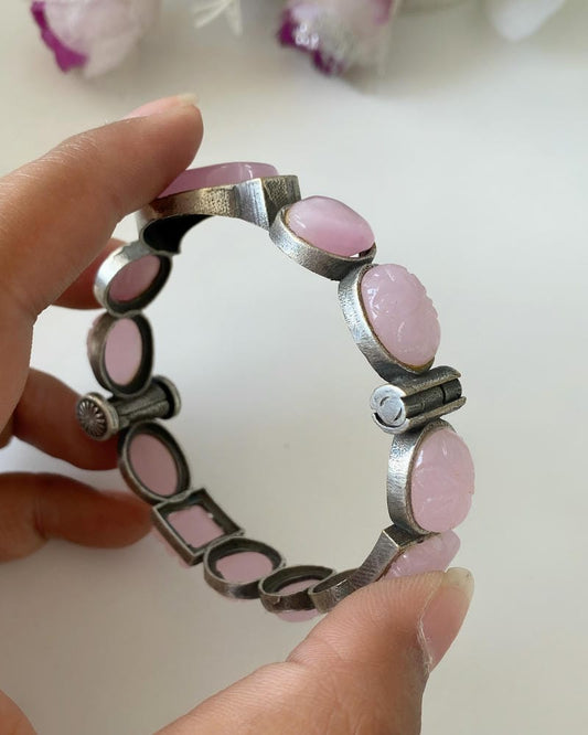 SILVERLOOKALIKE STONE BANGLE