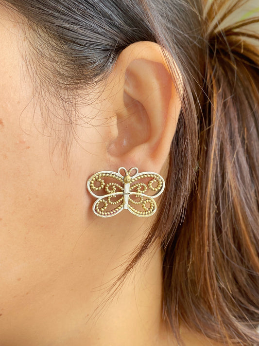 DUAL TONE STUD EARRINGS