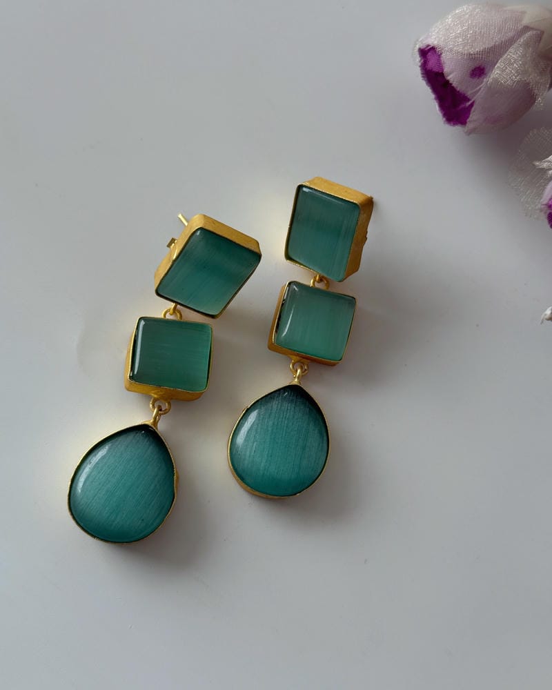BRASS STONE EARRINGS
