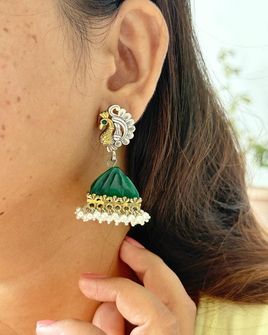 MAYURI DUAL TONE STONE JHUMKA