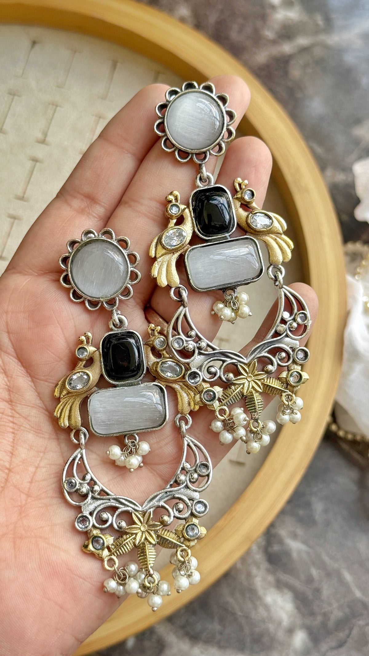 ZARINA DUAL TONE EARRINGS