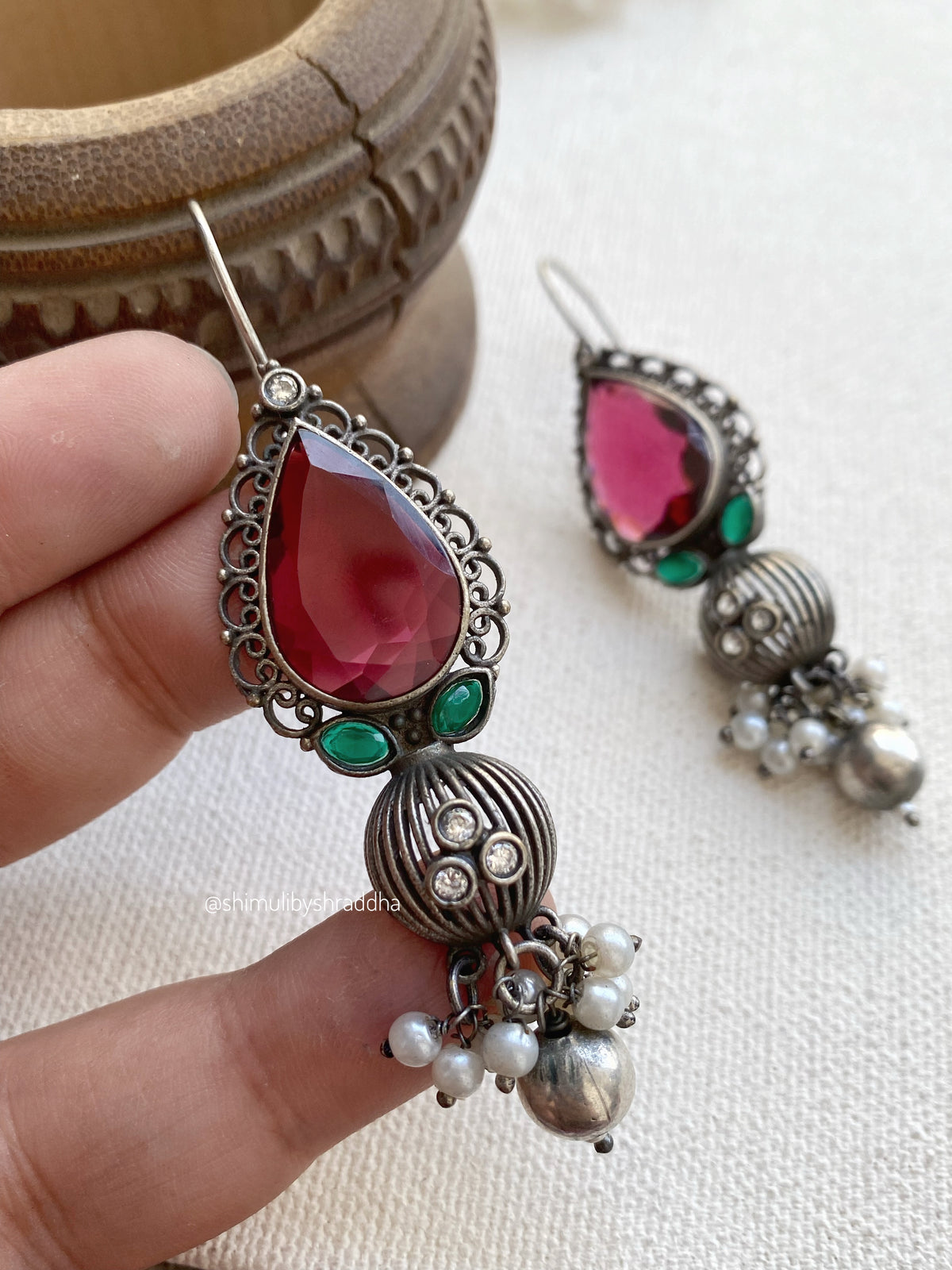 UJHALA STONE HOOK EARRINGS