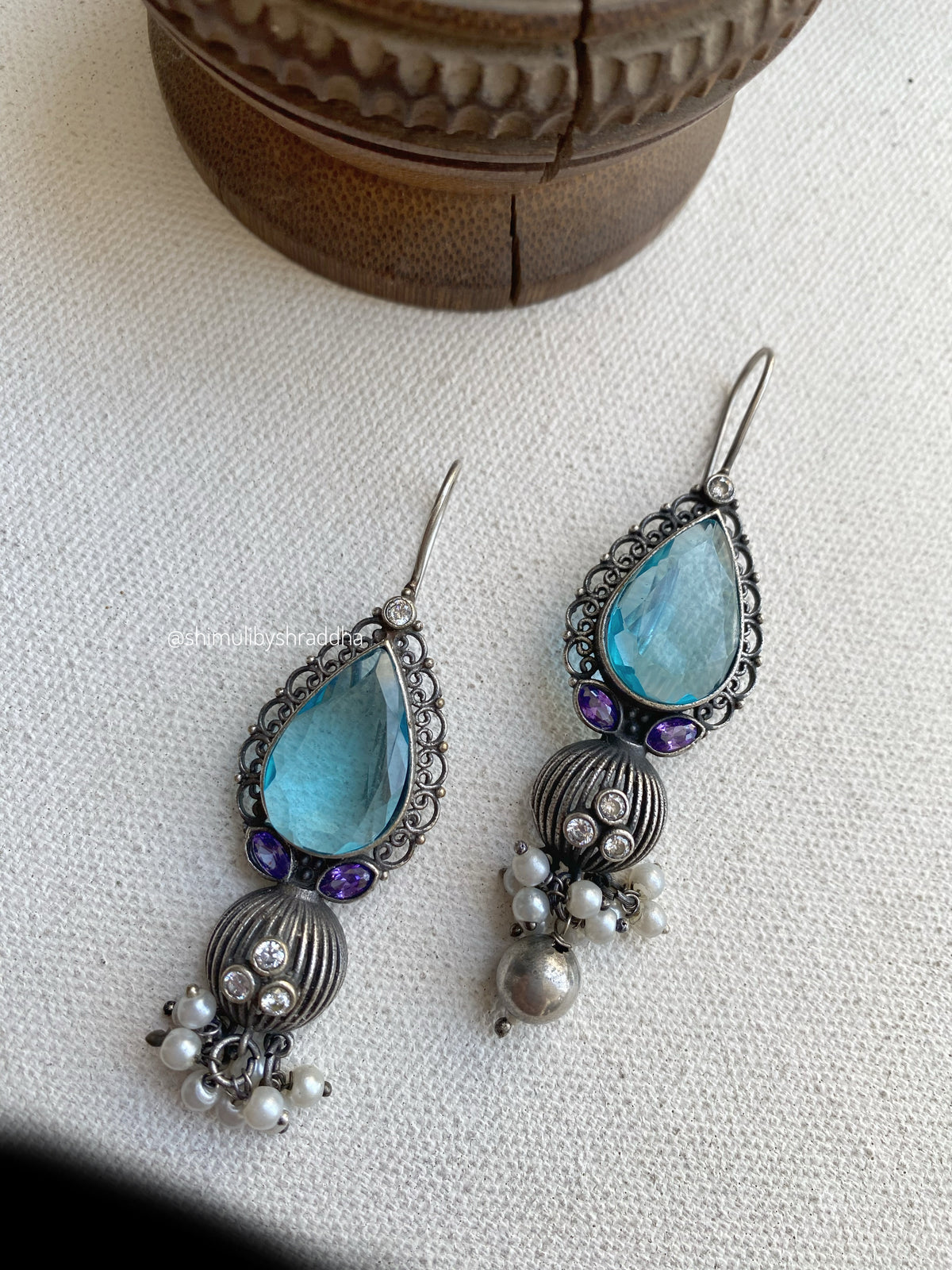 UJHALA STONE HOOK EARRINGS