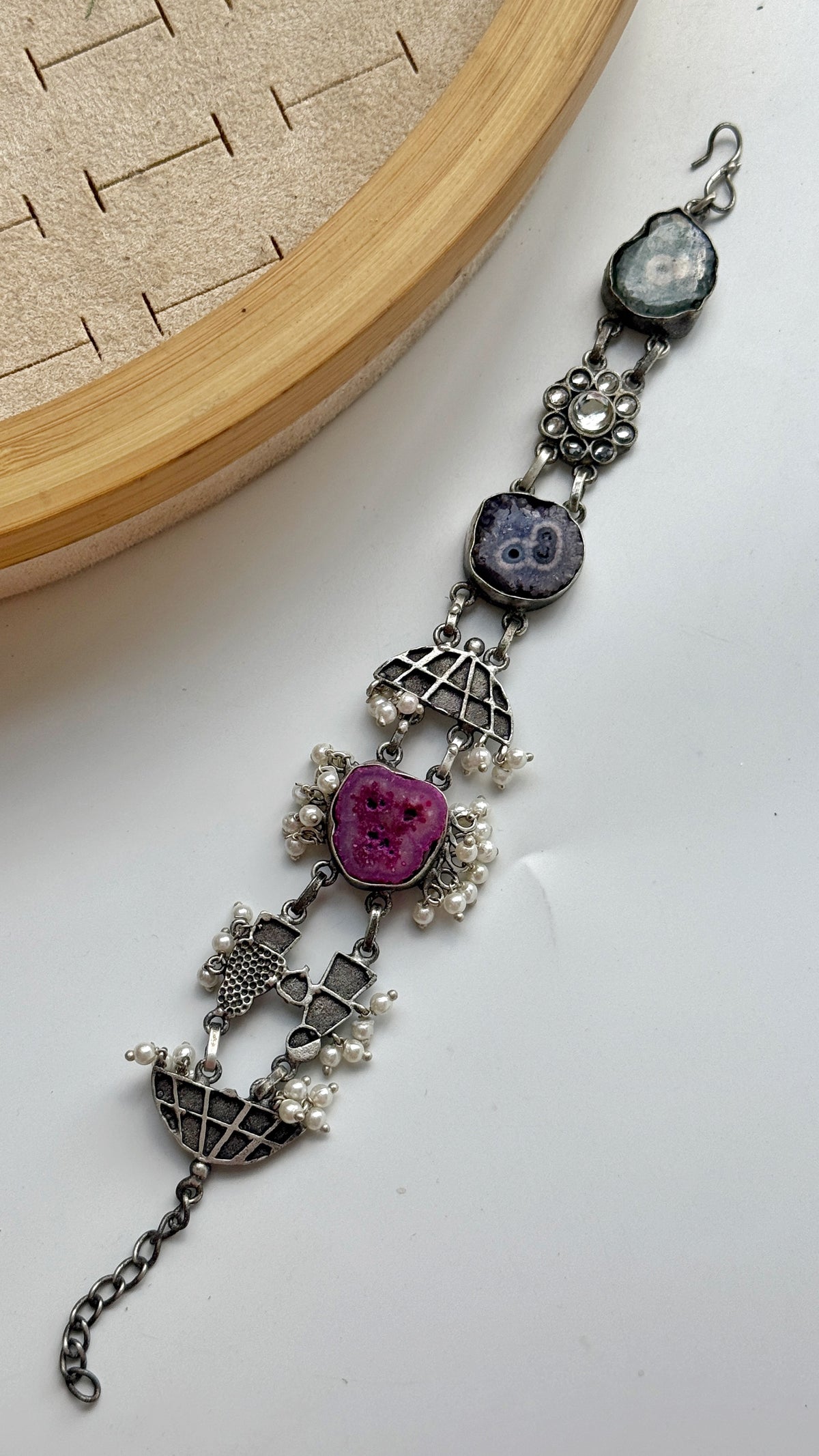 OXIDISED NATURAL STONE BRACELETS