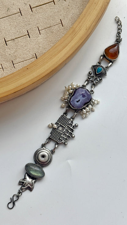 OXIDISED NATURAL STONE BRACELETS