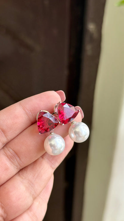 ZIRCON PEARL DROP EARRINGS