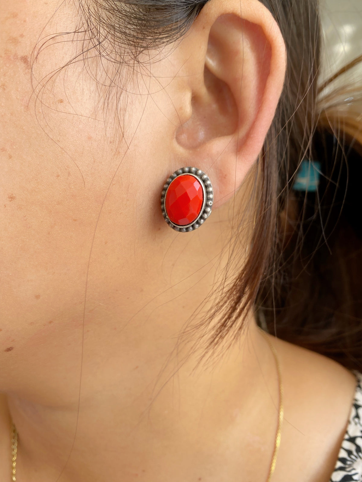 SILVERLOOKALIKE STUD EARRINGS