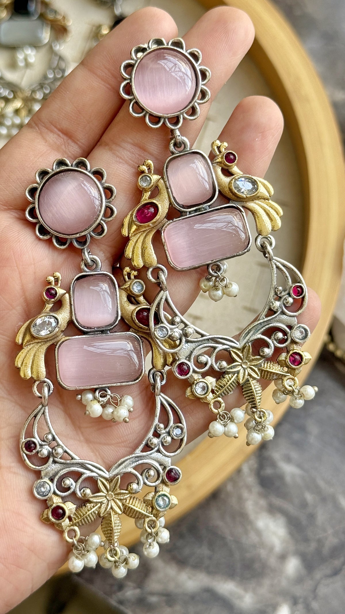 ZARINA DUAL TONE EARRINGS