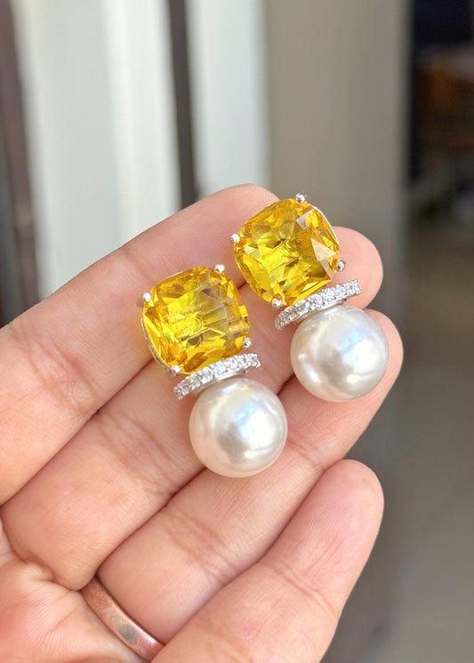 ZIRCON PEARL DROP EARRINGS