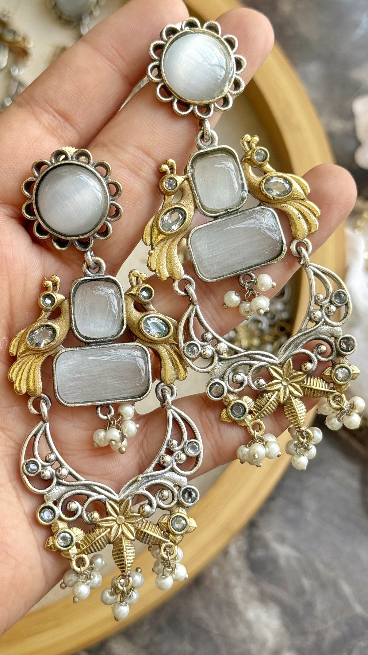ZARINA DUAL TONE EARRINGS