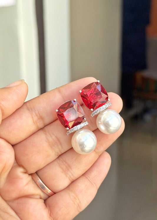 ZIRCON PEARL DROP EARRINGS