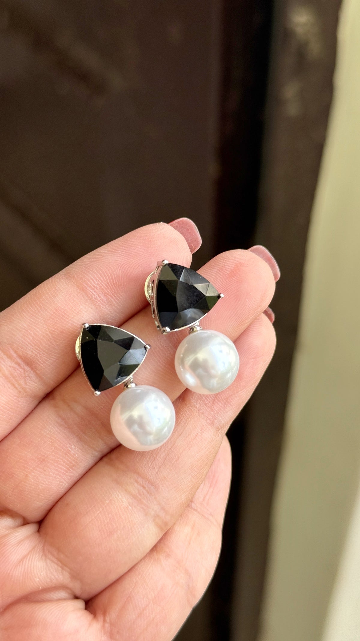 ZIRCON PEARL DROP EARRINGS
