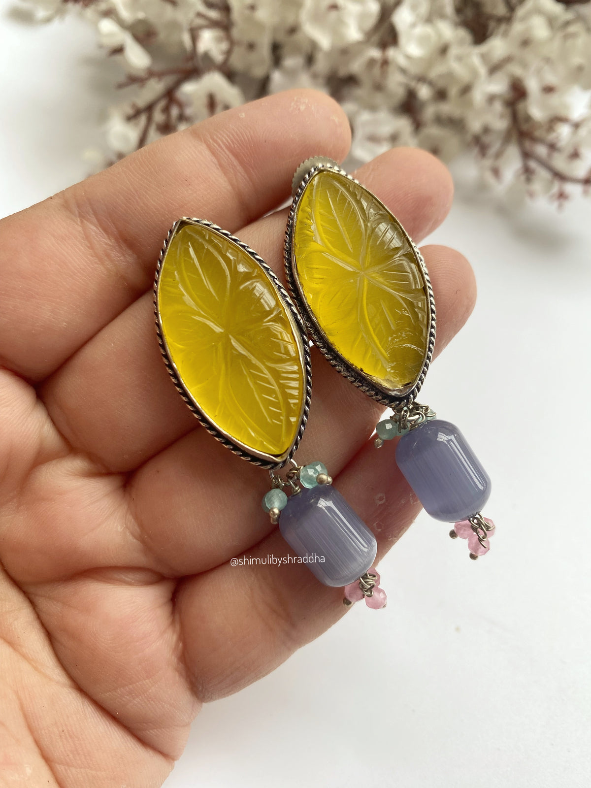 GERMAN SILVER STONE EARRINGS