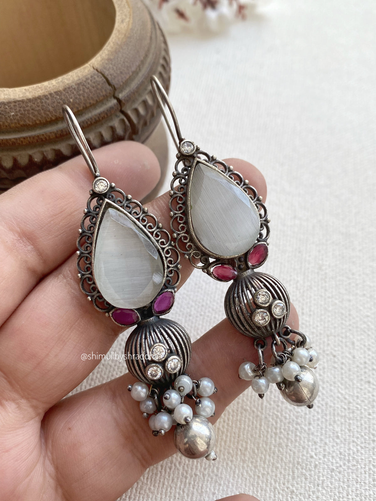 UJHALA STONE HOOK EARRINGS