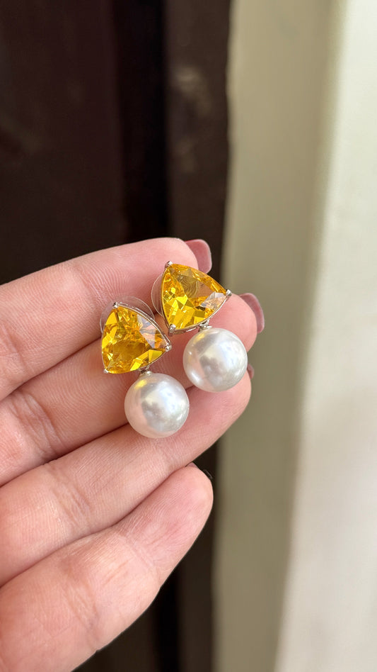 ZIRCON PEARL DROP EARRINGS