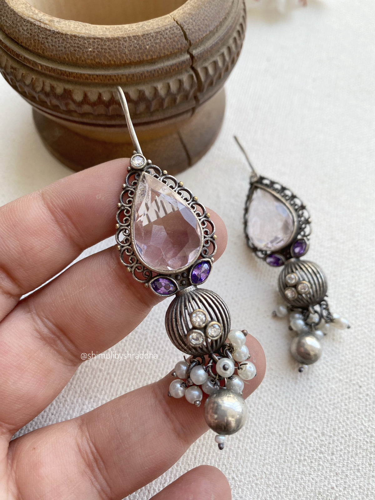 UJHALA STONE HOOK EARRINGS