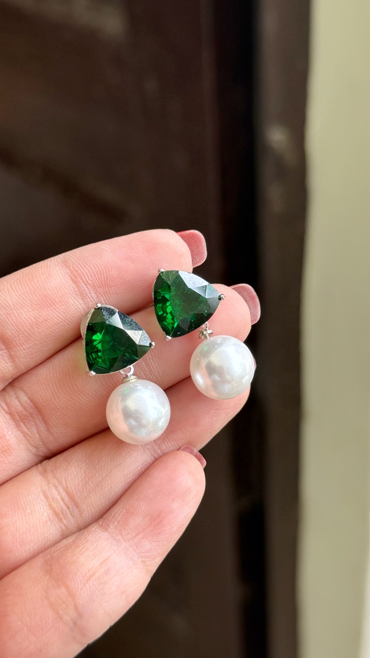 ZIRCON PEARL DROP EARRINGS