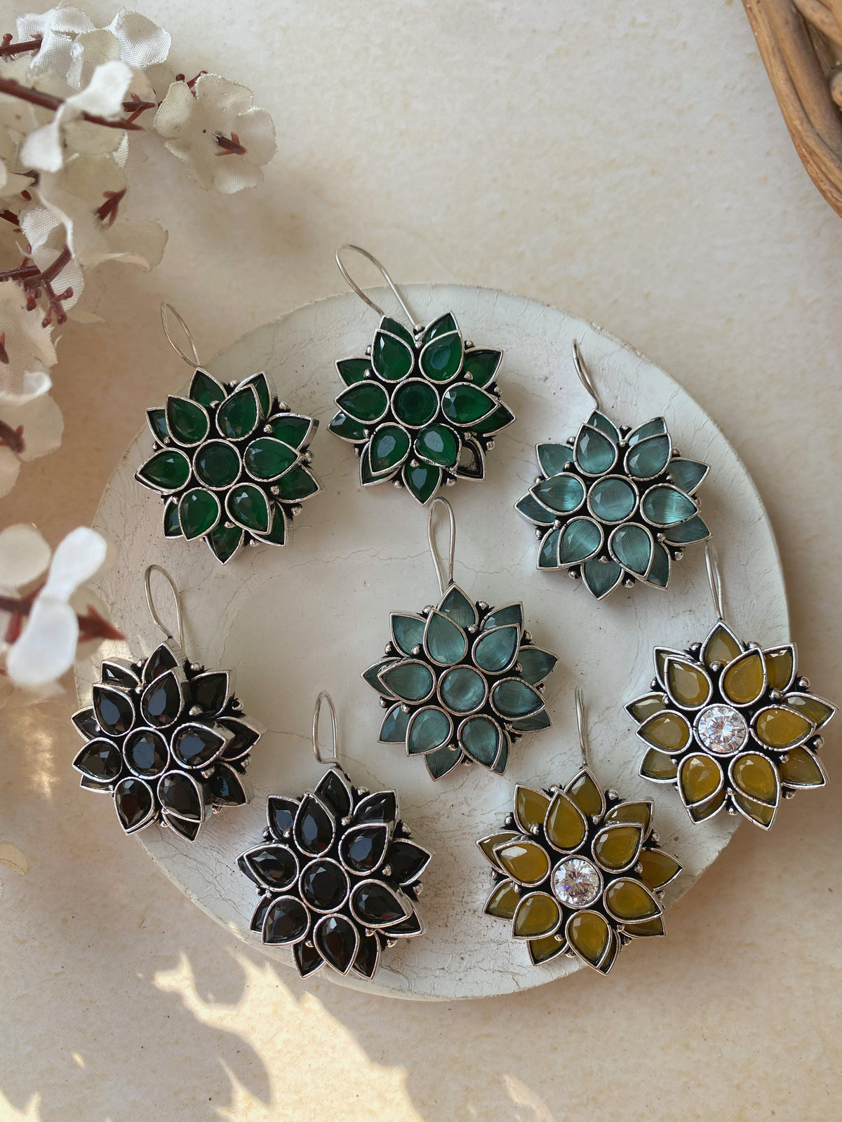 Flower hook earrings