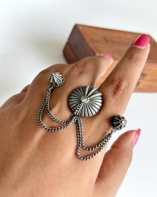 CHAIN DOUBLE FINGER RING