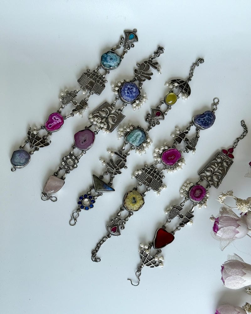 OXIDISED NATURAL STONE BRACELETS