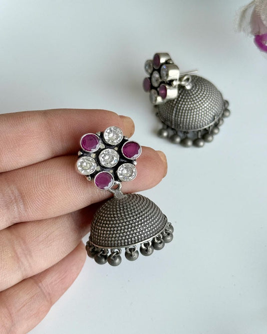 FLOWER SILVERLOOKALIKE JHUMKA