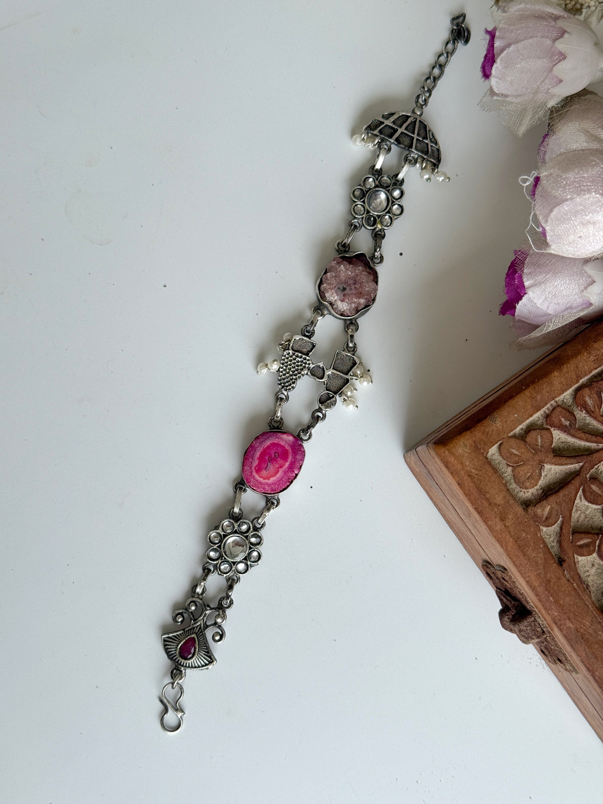 OXIDISED NATURAL STONE BRACELETS