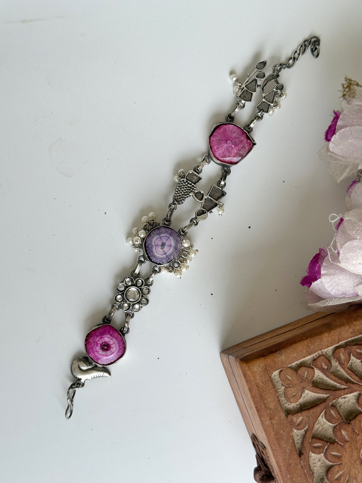 OXIDISED NATURAL STONE BRACELETS