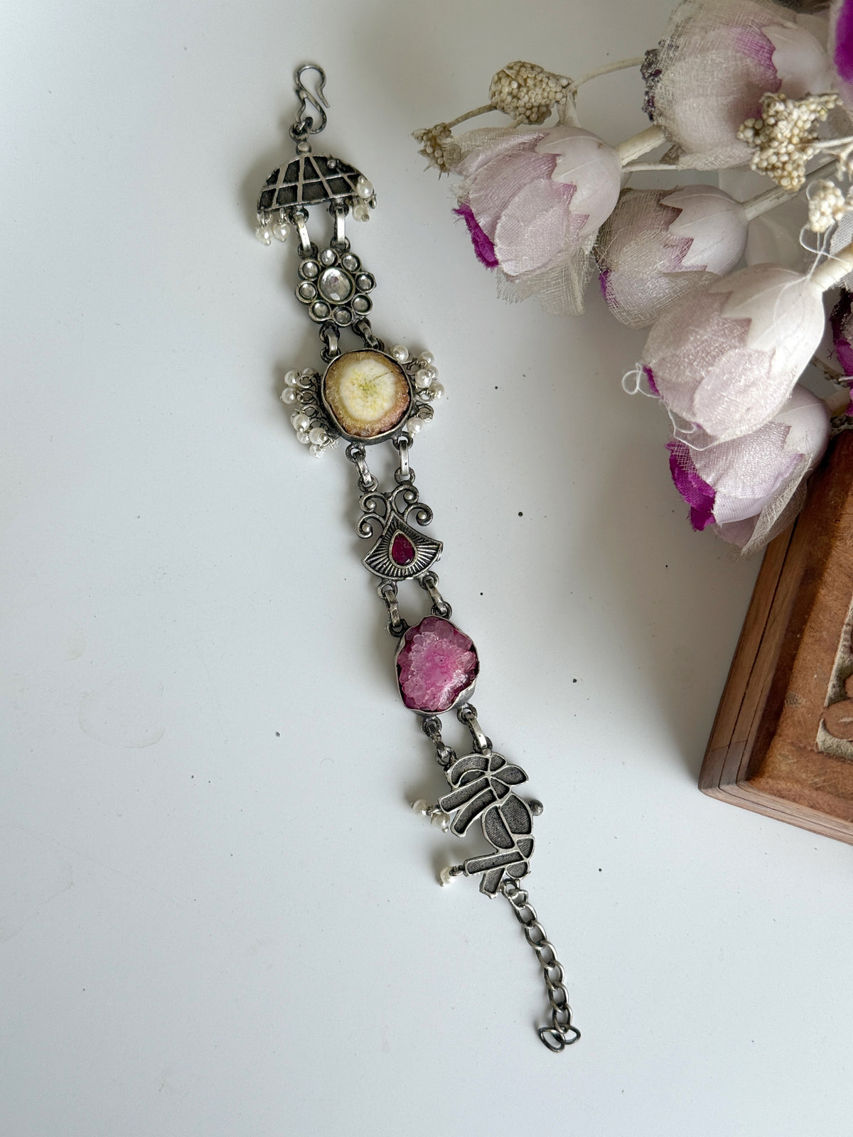 OXIDISED NATURAL STONE BRACELETS