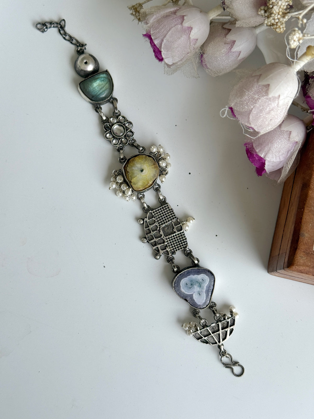 OXIDISED NATURAL STONE BRACELETS