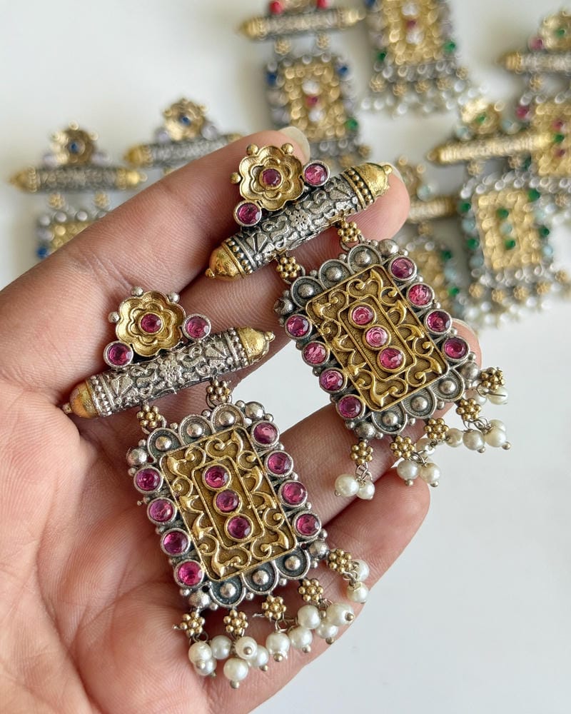 MISHKA DUAL TONE EARRINGS