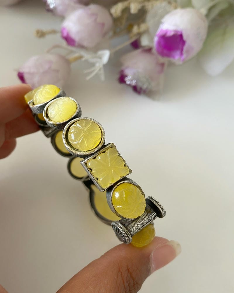 SILVERLOOKALIKE STONE BANGLE