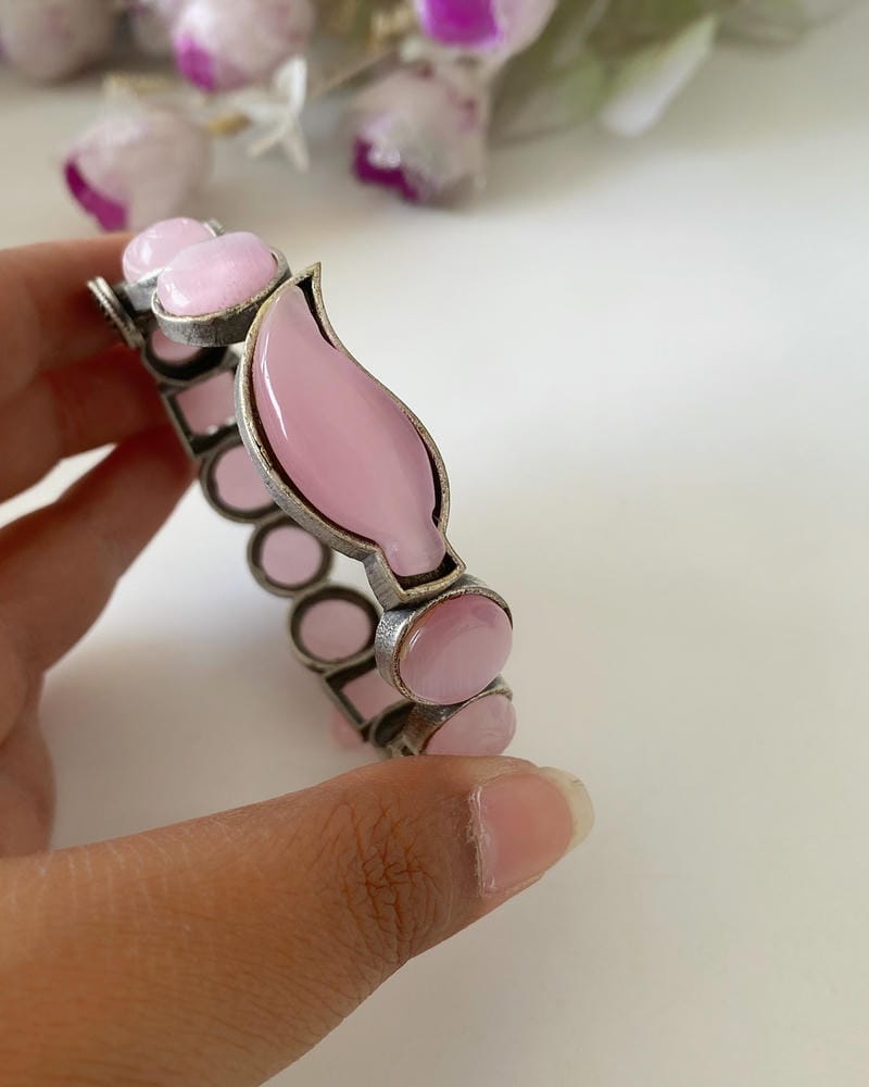 SILVERLOOKALIKE STONE BANGLE