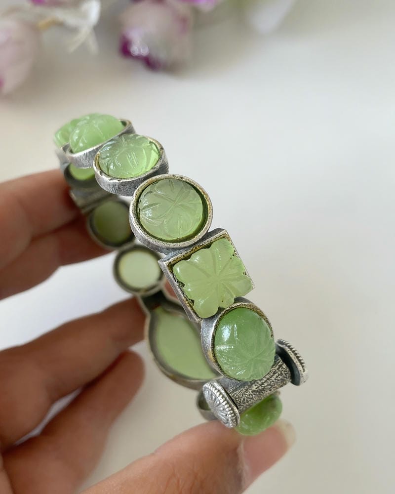 SILVERLOOKALIKE STONE BANGLE