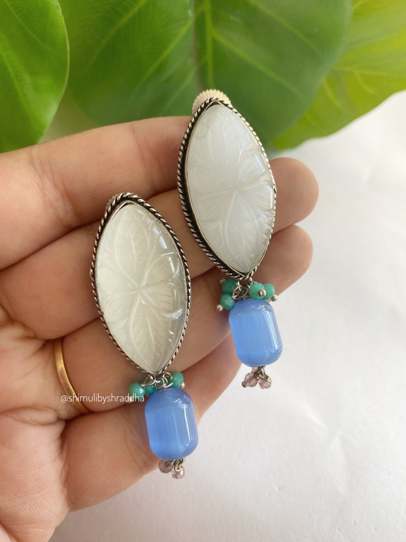 GERMAN SILVER STONE EARRINGS