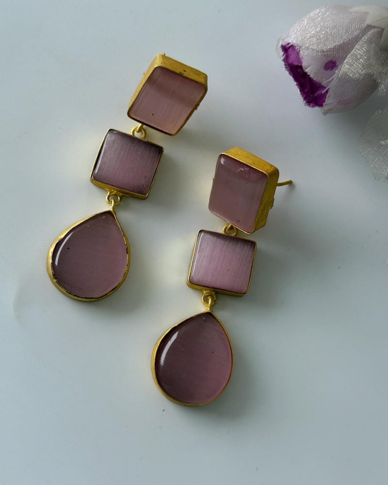 BRASS STONE EARRINGS