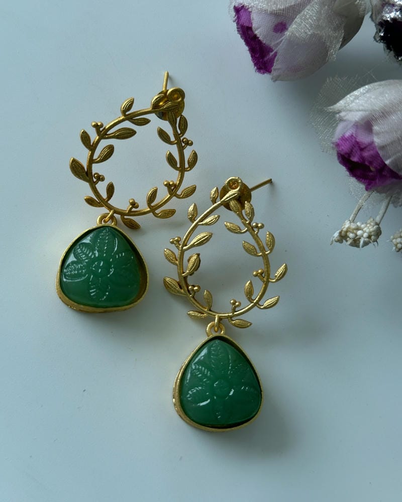 BRASS STONE EARRINGS