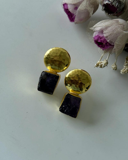 BRASS NATURAL STONE EARRINGS