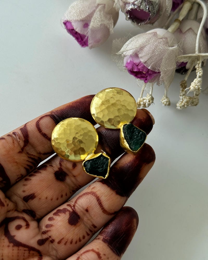 BRASS NATURAL STONE EARRINGS