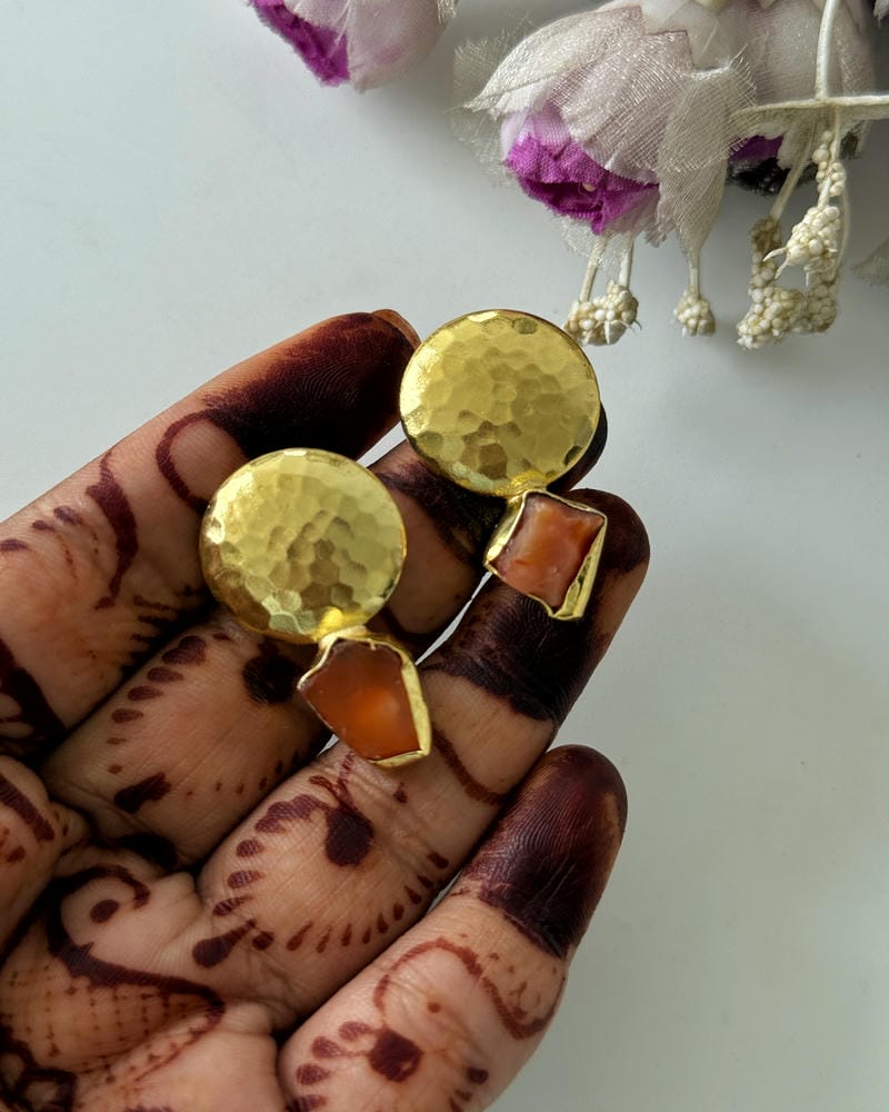 BRASS NATURAL STONE EARRINGS