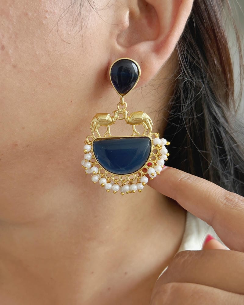 BRASS STONE EARRINGS