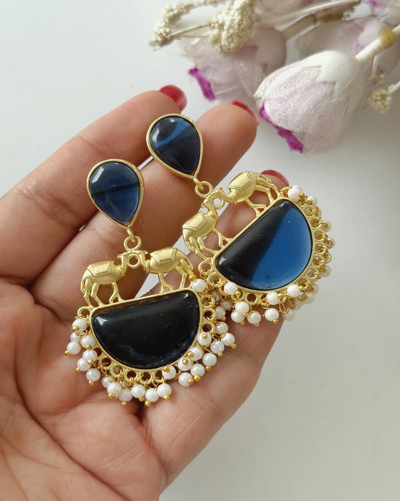 BRASS STONE EARRINGS