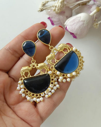 BRASS STONE EARRINGS
