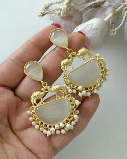 BRASS STONE EARRINGS