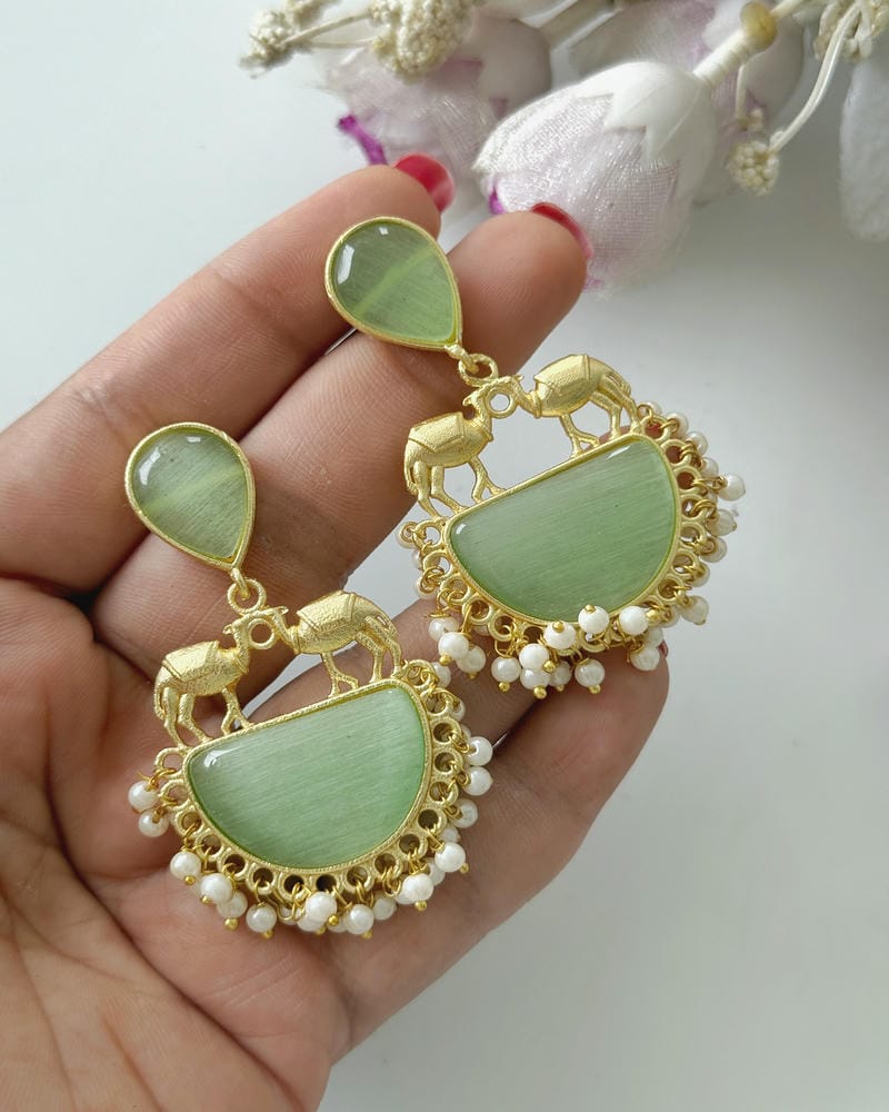 BRASS STONE EARRINGS