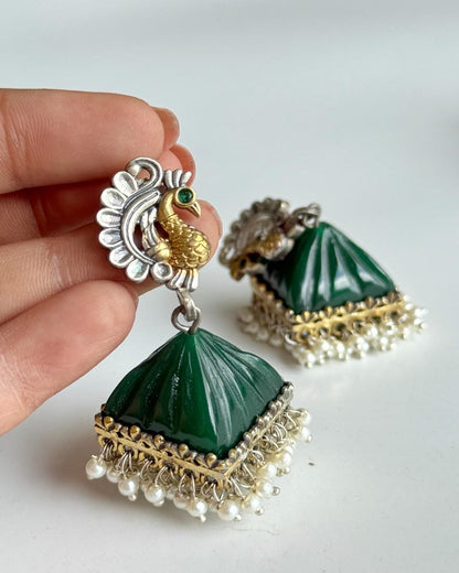 MAYURI DUAL TONE STONE JHUMKA