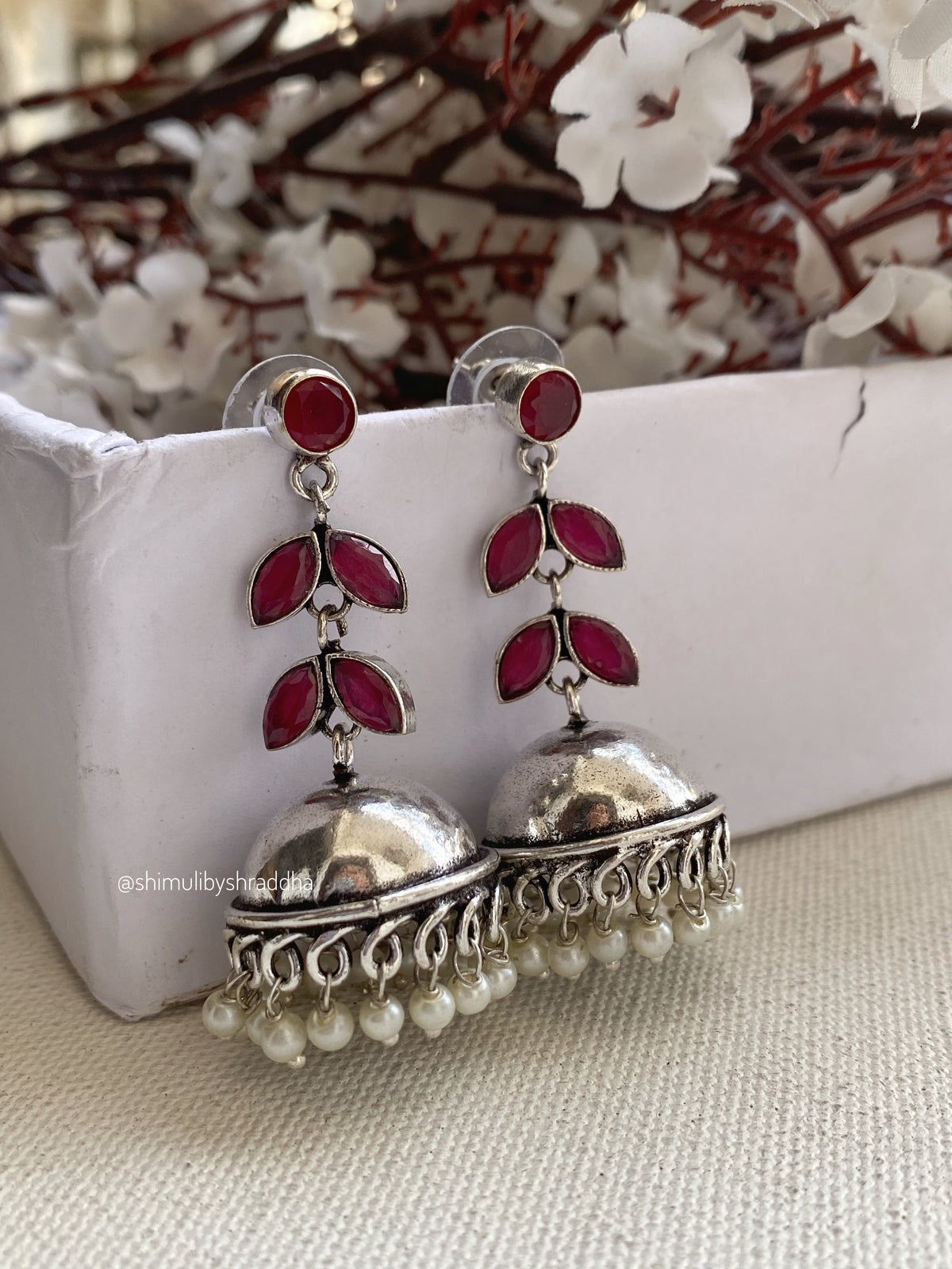GERMAN SILVER STONE JHUMKA